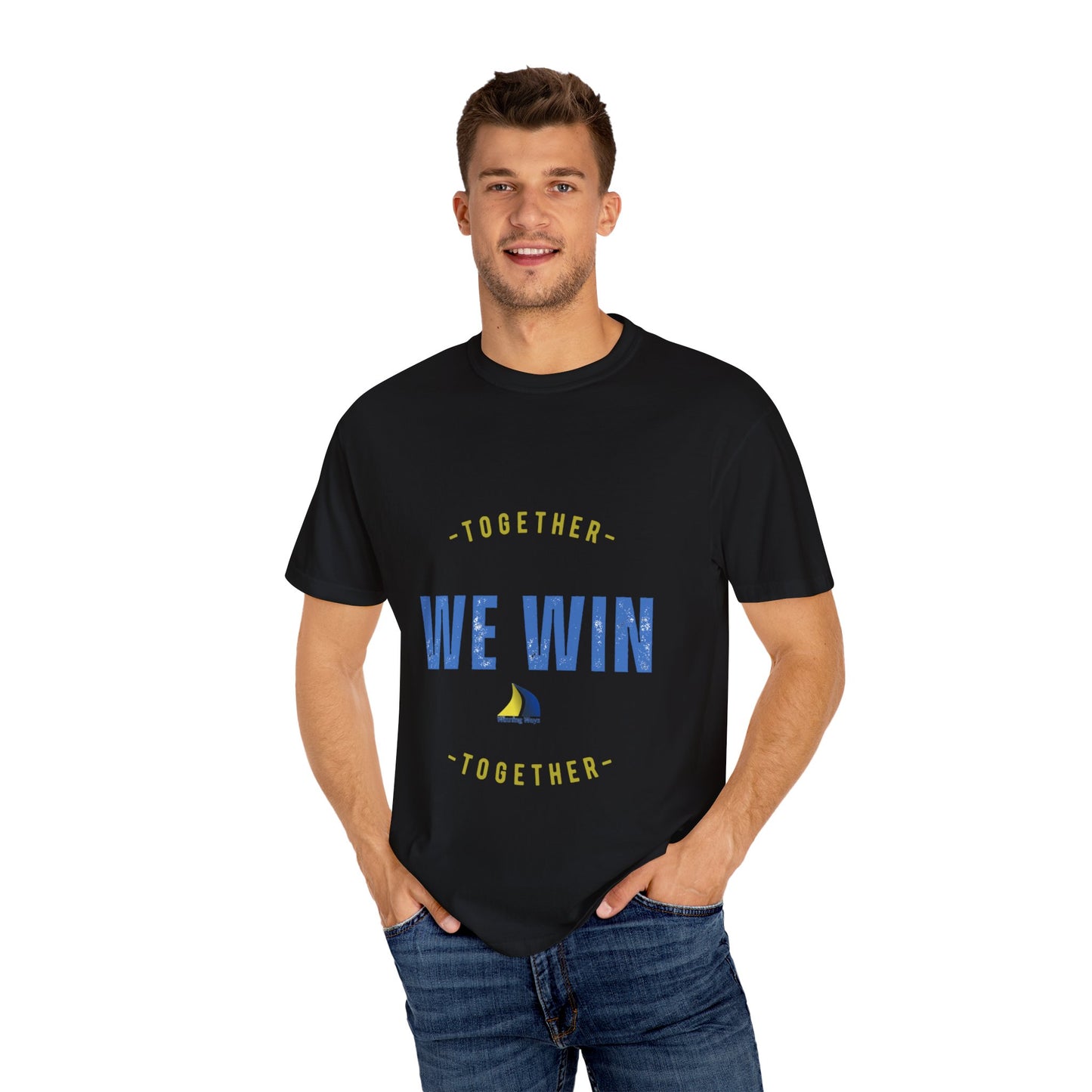 Together We Win Garment-Dyed Unisex T-Shirt, Casual Tee, Gift for Team Spirit, Sports Events, Motivational Apparel, Positive Vibes
