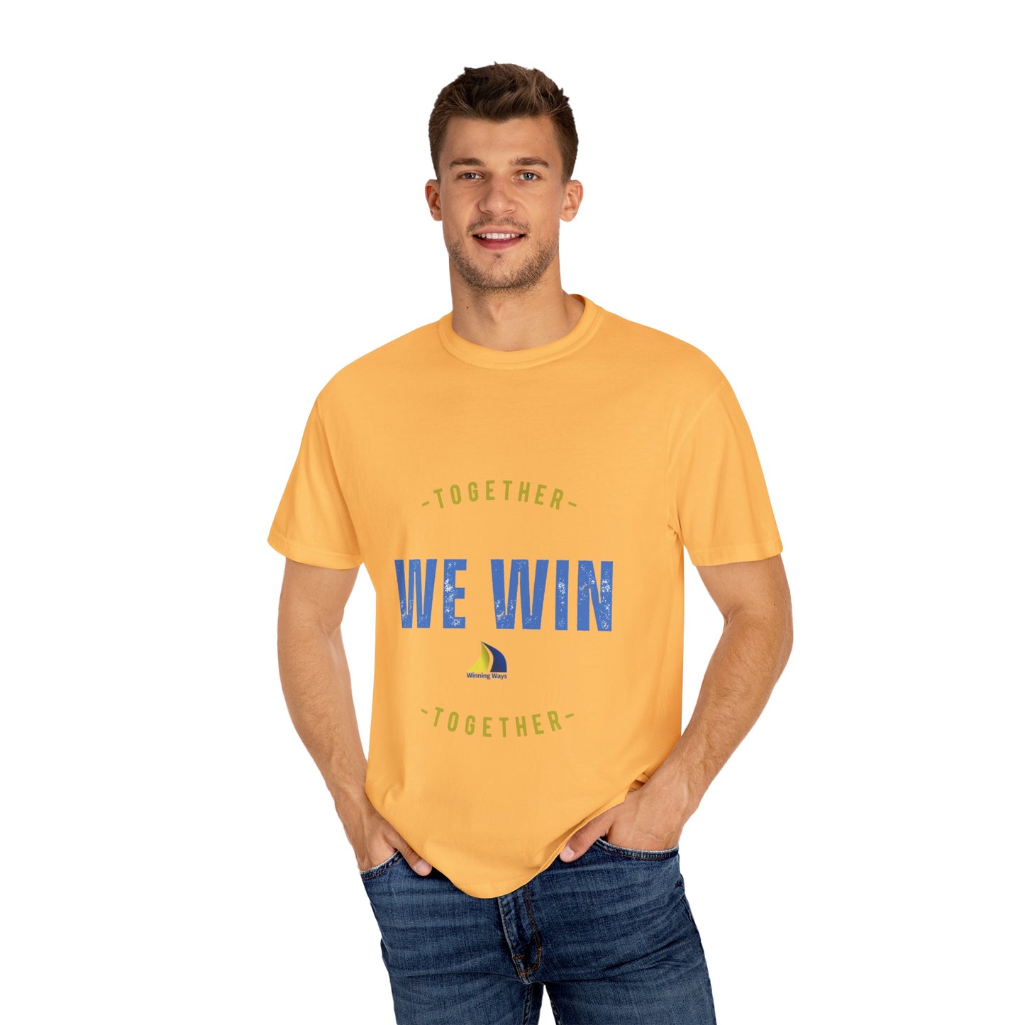 Together We Win Garment-Dyed Unisex T-Shirt, Casual Tee, Gift for Team Spirit, Sports Events, Motivational Apparel, Positive Vibes